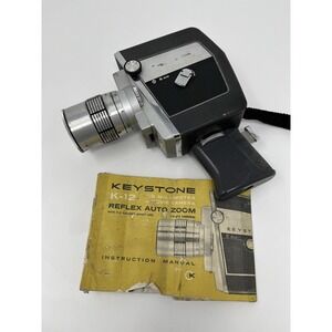 Vintage KEYSTONE 8 mm Movie Camera K-12 Reflex Auto Zoom, With Original Manual
